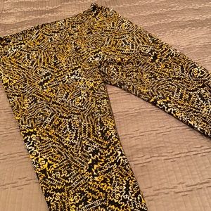 LuLaRoe pants, black/gold print, one size fits all